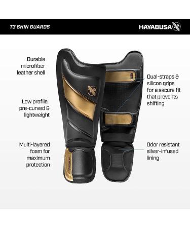 Hayabusa T3 Striking Shinguards - Medium Black | Ultimate Protection for Strikers - Buy Online on GoSupps.com