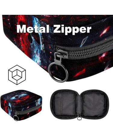 Neon Polygon Glowing Skull Sanitary Napkin Storage Bag - Portable Period Organizer for Women & Teens - Buy Online on GoSupps.com