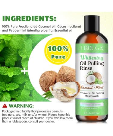 Natural Coconut & Peppermint Pulling Oil for Teeth | Alcohol-Free Mouthwash with Vitamins D & E | Fresh Breath & Gum Health - Includes Tongue Scraper (8 Fl. Oz - Buy Online on GoSupps.com