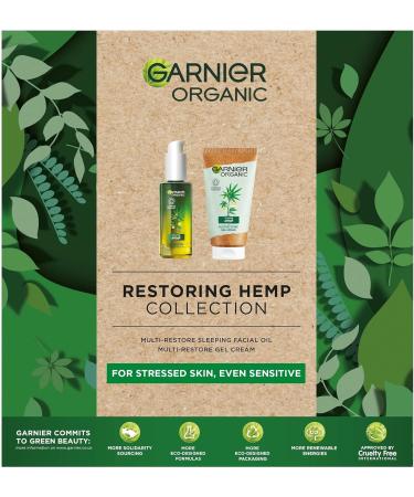 Garnier Restoring Hemp Collection Gift Set with Organic Hemp Soothing Face Oil and Gel Face Cream Skincare Gift for her for Men & Women Vegan & Organic Products - Buy Online on GoSupps.com
