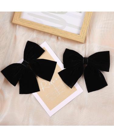 2PCS Black Little Hair Bows Set - Cute Duckbill Clip Hair Decor for Baby Teen Girl - Kawaii Velvet Headdress - Back to School Outfit Accessories - Buy Online on GoSupps.com