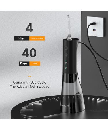 Mornwell Cordless Water Flosser - IPX7 Waterproof, 3 Modes, 4 Jet Tips, USB Rechargeable - Black - Buy Online on GoSupps.com