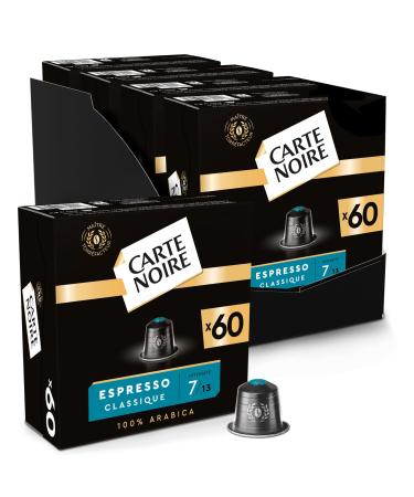 CARTE NOIRE - Classic Espresso Coffee Capsules No. 7 Compatible with Nespresso® - Arabica Coffee - Pack of 4 x 60 Aluminum Capsules - Made in France