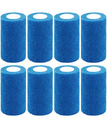 BQTQ 8 Rolls Cohesive Bandage 4 Inch Self Adherent Sport Wrap Tape Stretch Bandage Wrap Athletic Tape for Human and Animals Ankle Sprains Swelling Blue Blue 4 Inch