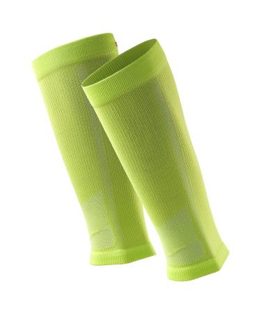 DANISH ENDURANCE Graduated Calf Compression Sleeves 21-26 mmHG for Men & Women Neon yellow/Light blue M