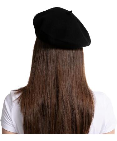 Spooktacular Creations Black Wool Beret Hat for Women - Stylish & Warm French Cap - Buy Online on GoSupps.com