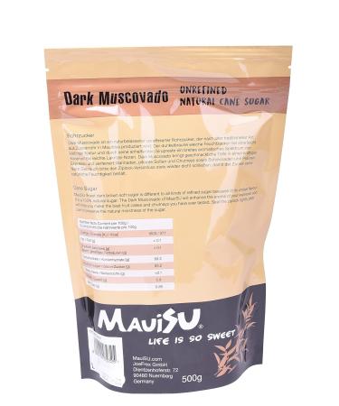 MauiSu Dark Muscovado Cane Sugar 500g - No Additives - Ideal for Bubble Tea - Premium Dark Cane Sugar - Buy Online on GoSupps.com