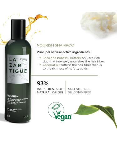 Lazartigue Nourish Shampoo with Shea Butter | Vegan Hair Care for Softness & Shine | 8.4 Oz - Buy Online on GoSupps.com