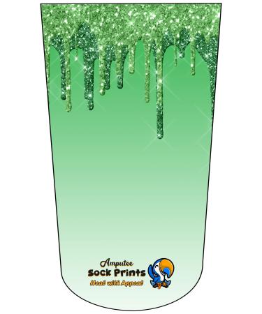 Amputee Stump Sock Glitter Drip Green Green 3Ply Stump Sock