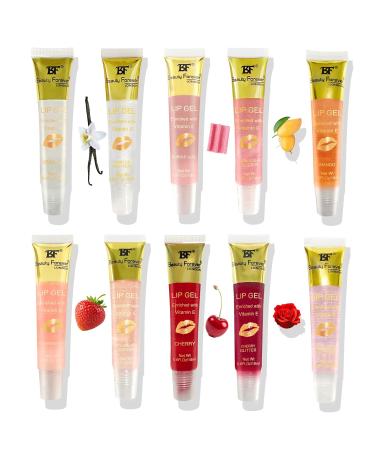 Beauty Forever Clear Moisturizing Lip Gel - Lightweight Shimmer Gloss Long-Lasting & Pout-Enhancing 9 Flavors Available - Strawberry - Buy Online on GoSupps.com
