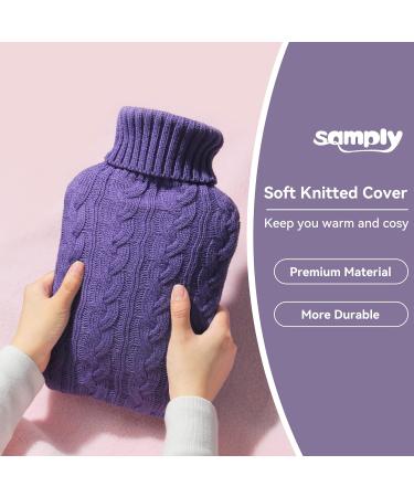 Samply 2L Hot Water Bottle with Knitted Cover - Hot & Cold Compress for Pain Relief - Lilac - Buy Online on GoSupps.com