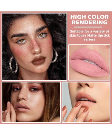 2PCS Nude Matte Lipstick Set - Velvety Smooth Non-Stick Cup Lip Stain & Lip Gloss - Perfect Makeup Gift for Women - 607 White Peach - Buy Online on GoSupps.com