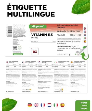 Vitamin B3 (Niacin) - 500 mg - 365 Tablets - High Dose Nicotinamide - Flushfree - No Additives - Vegan - Buy Online on GoSupps.com