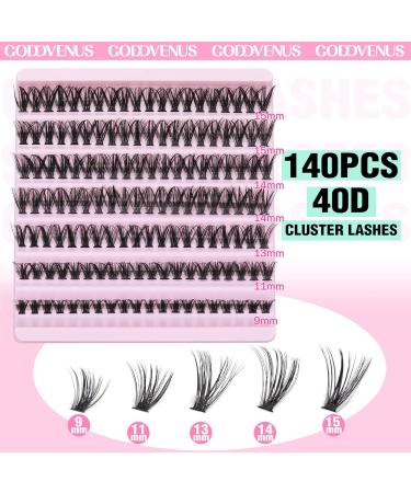 Goddvenus Individual lashes Cluster Lashes DIY Eyelashes Individual Wispy Cluster Eyelash Extensions Lash Clusters140pcs Cluster Lashes Extensions 40D-QC - Buy Online on GoSupps.com