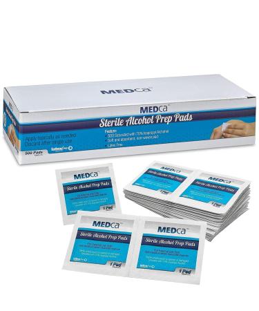 Alcohol Prep Pads Sterile Medium 2-Ply Cotton Gauze - Individually Wrapped (500 Count)