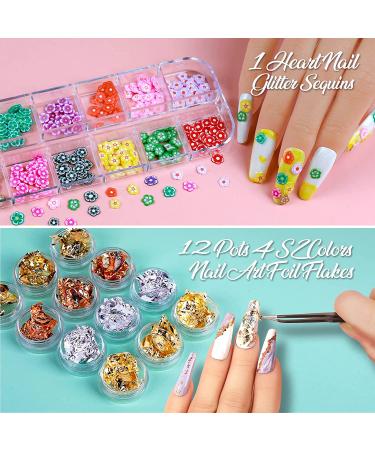 Teenitor 3D Flower Nail Stickers Set with Glitter, Butterfly, Heart Sequins, and Nail Foil - 12 Self-Adhesive Sheets for Nail Art Decoration - Buy Online on GoSupps.com