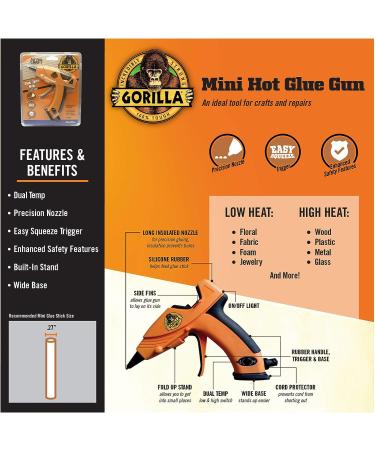 Gorilla Dual Temp Mini Hot Glue Gun Kit with 30 Hot Glue Sticks Glue Gun + 30 ct Sticks - Buy Online on GoSupps.com