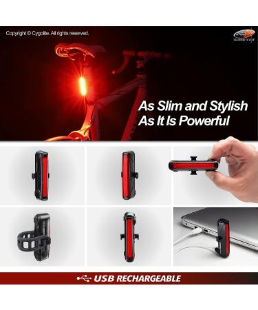 Cygolite Hotrod 90 Lumen Bike Tail Light | USB Rechargeable | 6 Night & Daytime Modes | Wide Glowing LEDs - Buy Online on GoSupps.com