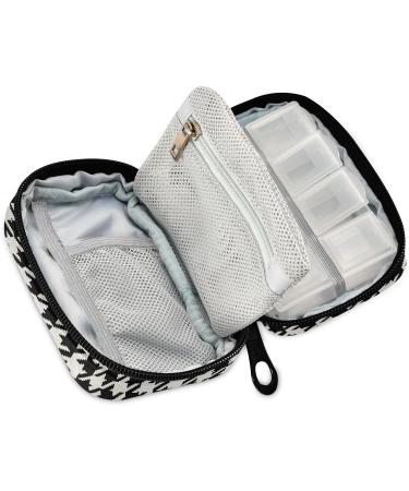 Classic Houndstooth Travel Pill Organizer - 7 Day Pill Box Holder for Vitamins & Medicine | Large Daily Organizer for Family & Travel  - Buy Online on GoSupps.com