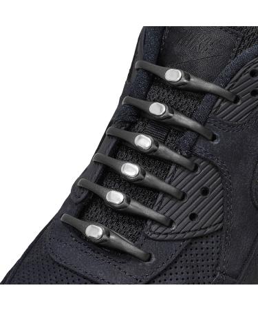 HICKIES Elastic Tie-Free Shoelaces 2.0 (Black Silver) - No Tie Shoe Laces for Comfort & Style | International Shipping Available - Buy Online on GoSupps.com