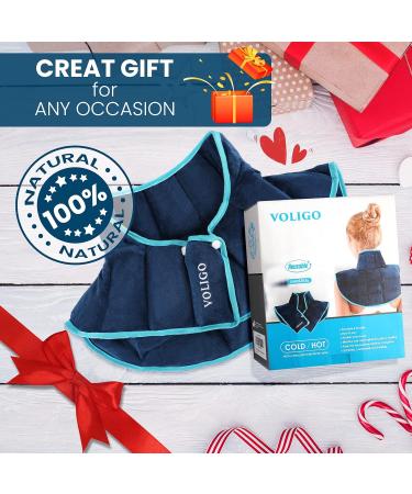 Voligo Large Gel Ice Pack & Heating Pad for Neck Shoulder Pain Relief - Reusable Hot/Cold Therapy for Injuries - Blue - Buy Online on GoSupps.com