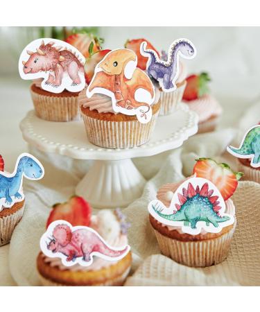 50 Edible Dino Cake Decorations - Gold Rock Birthday Decor for Kids | Torto Deko & Muffin Toppers - Buy Online on GoSupps.com