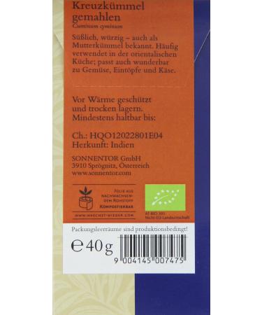 Sonnentor Organic Ground Cumin - 40g (1 Pack) | Premium Spice for International Shipping - Buy Online on GoSupps.com