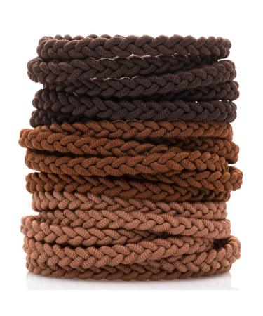 Pro Hair Ties Braided Hair Tie Braided Hair Ties Braided Ponytail Holders Braided Hair Elastics Ponytail Holder Thick Hair Elastics Chocolate Caramel Cocoa Cream 18 Pcs