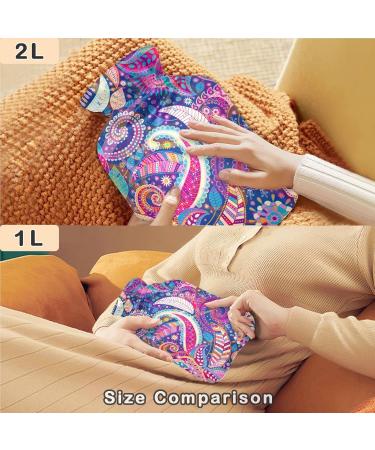 Colorful Paisley Flower Hot Water Bottle with Cover - 2L for Back Pain Relief & Cold Therapy | Naanle International Shipping - Buy Online on GoSupps.com
