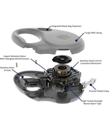 TUG Oval 360 Retractable Dog Lead w/ Integrated Waste Bag Dispenser - Medium Grey - Buy Online on GoSupps.com
