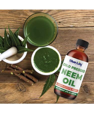Blue Lily Organic Neem Oil 8 fl oz - USDA Certified 100% Natural Cold Pressed Unrefined Pure Oil for Skin, Hair, Nails, Plants, and Organic Gardening - Buy Online on GoSupps.com