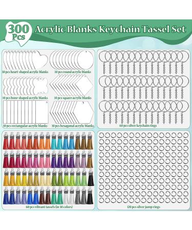 300 PCS Clear Acrylic Keychain Blanks - 6 Shapes | Wholesale DIY Crafts Accessories for Vinyl Resin | Engraveable Key Chains - Buy Online on GoSupps.com