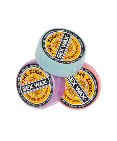 Sex Wax Surfboard Wax & Go Surf Sticker 3 Pack, Mixed Scents Cool