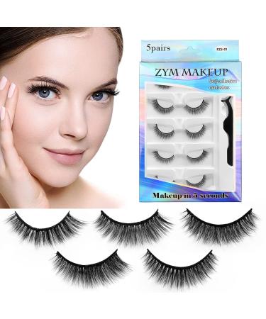 SAOTAENG Reusable Self Adhesive Eyelashes Natural Look  No Eyeliner or Glue Needed and Easy to Put On  Reusable Self Sticking False Eyelashes (5pairs)