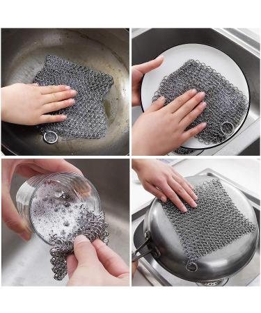 WFRX 7x7 Premium Stainless Steel Cast Iron Scrubber for Cookware - Pack of 1 - Buy Online on GoSupps.com