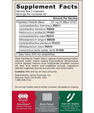 Jarrow Formulas Jarro-Dophilus EPS Probiotic Supplement - 10 Billion CFU - Intestinal & Immune Health - 120 Count - Buy Online on GoSupps.com