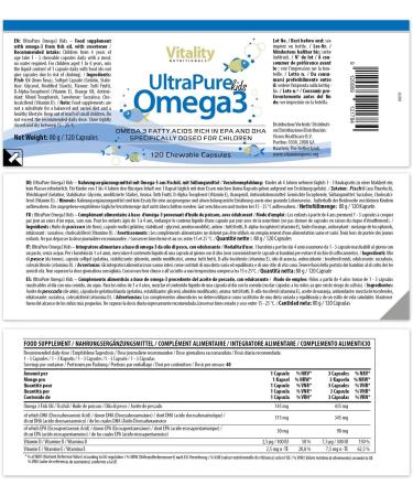 VitaminExpress Omega 3 Ultrapure 435mg Fish Oil Omega 3 0.2g DHA + 0.01g EPA + Vitamin D + Vitamin E 120 Chewable Capsules Tutti-Frutti Flavor - Buy Online on GoSupps.com