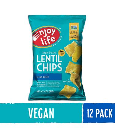 Enjoy Life Sea Salt Lentil Chips - Dairy, Soy, Nut Free, Non GMO, Vegan, Gluten Free - 4 oz (Pack of 12) - Buy Online on GoSupps.com
