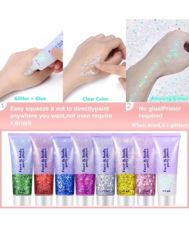 Mysense Blue Body Glitter Face Glitter Gel Holographic Chunky Glitter Sequins for DIY/Hair/Nails Music Festival Rave Accessories Blue Chunky Fine Glitter Sequin Makeup 50g - Buy Online on GoSupps.com