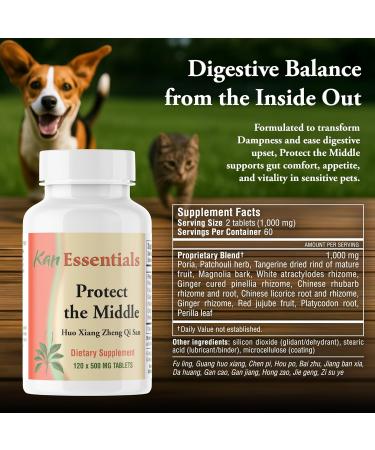 Kan Herb Company Protect The Middle Traditional Chinese Herbal Blend for Dogs and Cats to Support Digestion Appetite and Gut Comfort Herbal Supplement for Pets 120 Tablets - Buy Online on GoSupps.com