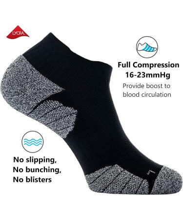 CWVLC Unisex Cushioned Compression Athletic Ankle Socks 6-Pack - Black, Charcoal, Royal - Large Size - Buy Online on GoSupps.com