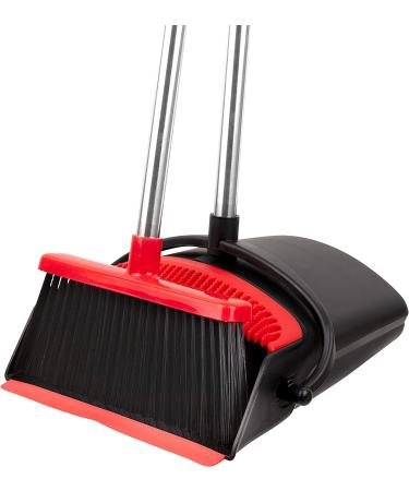 Broom and Dustpan Set - Heavy Duty, Upright Standing Dust Pan with Extendable Broomstick - Easy Assembly for Home, Kitchen, Office - Buy Online on GoSupps.com