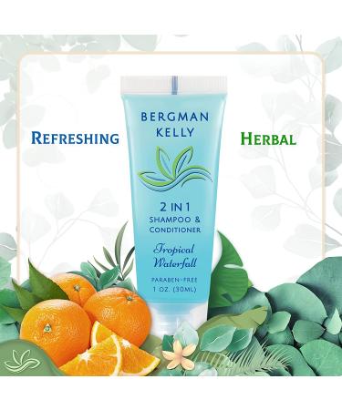 Bergman Kelly Travel Size 2-in-1 Shampoo & Conditioner 1oz - 100 Pack Tropical Waterfall | Hotel Toiletries Bulk, Invigorating Amenities - Buy Online on GoSupps.com