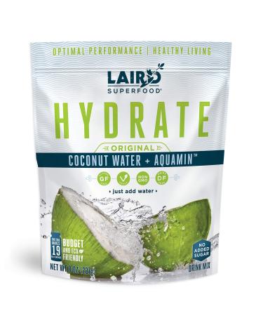 Laird Superfood HYDRATE Coconut Water Powder Drink Supplement with Coconut Water and Auqamin, All Natural, No Added Sugars, Gluten-Free, Non-GMO, Vegan, 8 oz. Bag, Pack of 1 Original