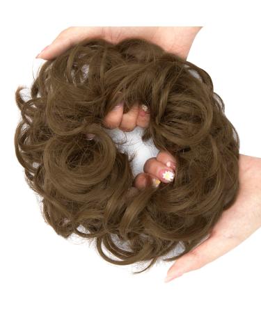 Messy Bun Hair Piece Scrunchies Extension Curly Wavy Updo Hairpieces Synthetic Chignon Ponytail Hair Accessories for Women Girls (Ginger Brown) 1 PCS 9# Ginger Brown