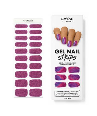 MOYOU LONDON Semi-Cured UV Gel Strips - 20 Pieces - Gel Nail Foils UV Curing for Salon Quality Manicure - Lilac Dust - Buy Online on GoSupps.com