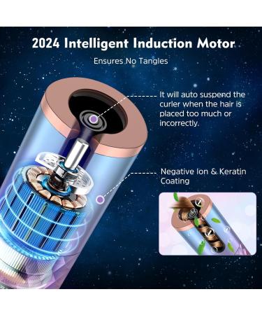 Buy Rotating Curling Iron 1 Inch - Cordless Automatic Curling Wand with 6 Heat Settings & Auto Shut-Off | Scald-Free Hair Curler in Pink Blue - International Shipping Available - Buy Online on GoSupps.com