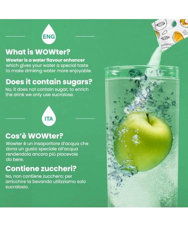 Wowter by AMZ Better | Sugar-Free Calorie-Free Apple Flavored Water Powder | 12 GMO-Free & Gluten-Free Bags | Made in Italy | 48g - Buy Online on GoSupps.com