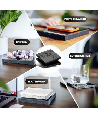 Puraja Schungit Plates (2 pcs) - Original Karelia Ray Blocker & Water Vitalizer | Certified Protective Stone Against Negative Energy (10x10cm) - Buy Online on GoSupps.com