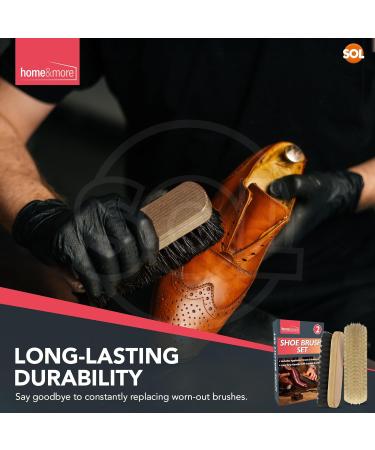 2pk Shoe Brush Set | Traditional Shoe Polish Brushes Ideal for Leather Shoes Boots Suede | Wooden Handle Shoe Cleaning Brush | Boot Brush | Shoe Cleaner Brush | Boot Polish Brush | Suede Shoe Brush - Buy Online on GoSupps.com